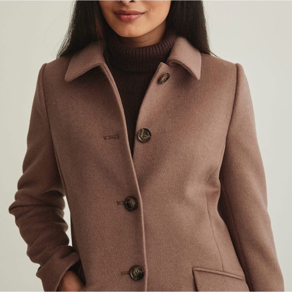 New RW&Co Classic Wool Fitted Preppy Coat in Deep Taupe - Picture 3 of 15